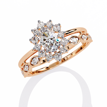 Sunburst Halo Lab Grown Diamond Ring