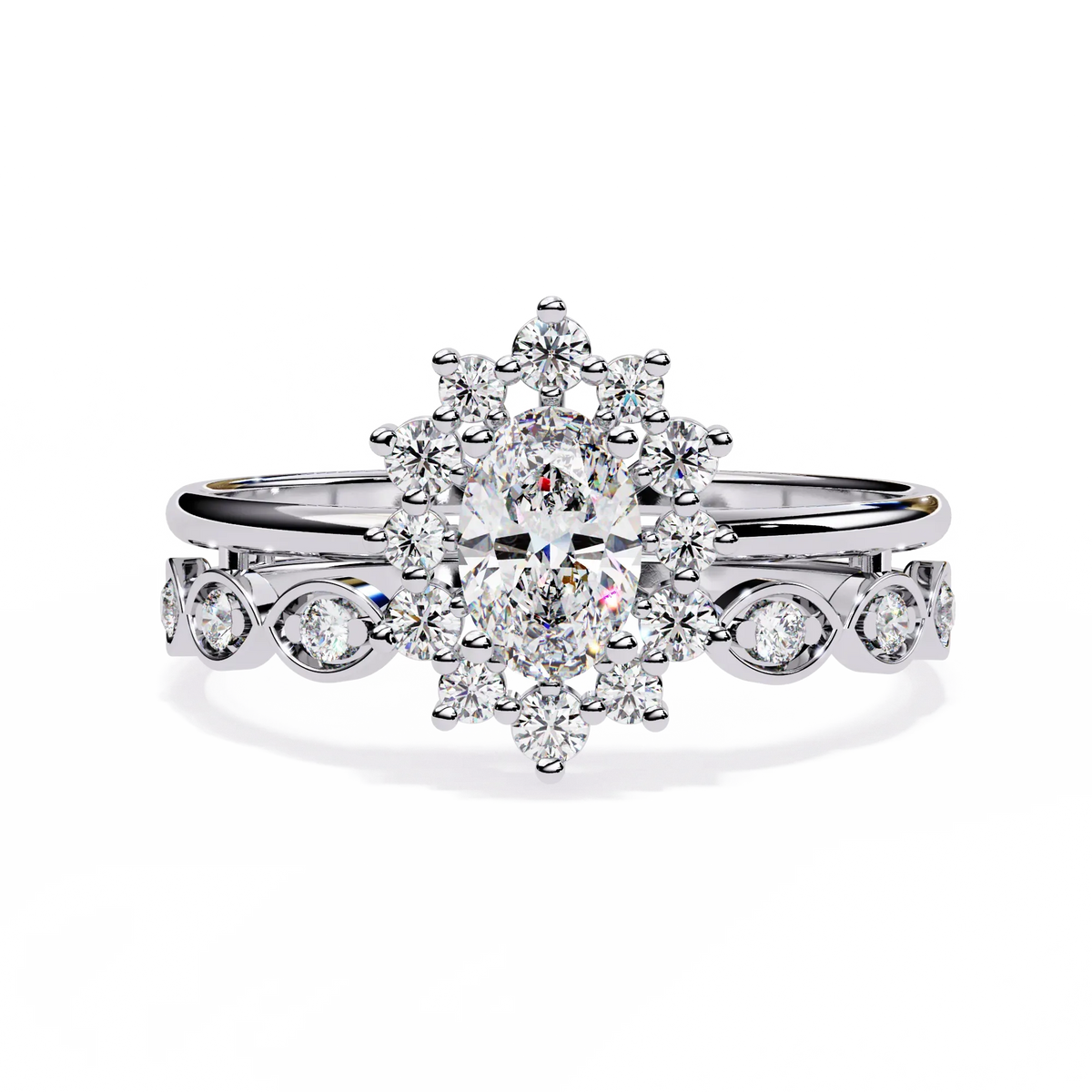 Sunburst Halo Lab Grown Diamond Ring - Ophiratbf