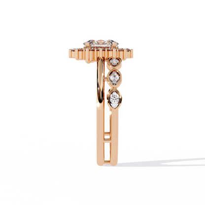 Sunburst Halo Lab Grown Diamond Ring