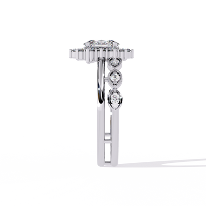 Sunburst Halo Lab Grown Diamond Ring