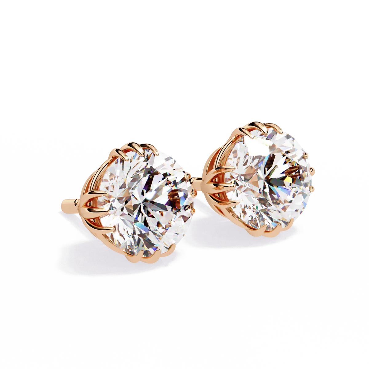 Sunlit Bloom Round Lab Grown Diamond Earrings - Ophiratbf