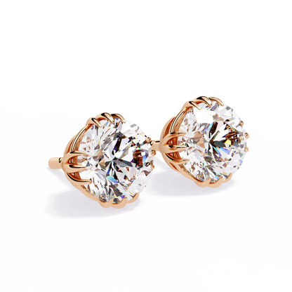 Sunlit Bloom Round Lab Grown Diamond Earrings