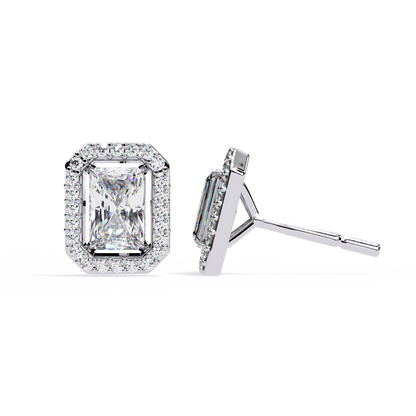 Gatsby Emerald Halo Lab Grown Diamond Studs