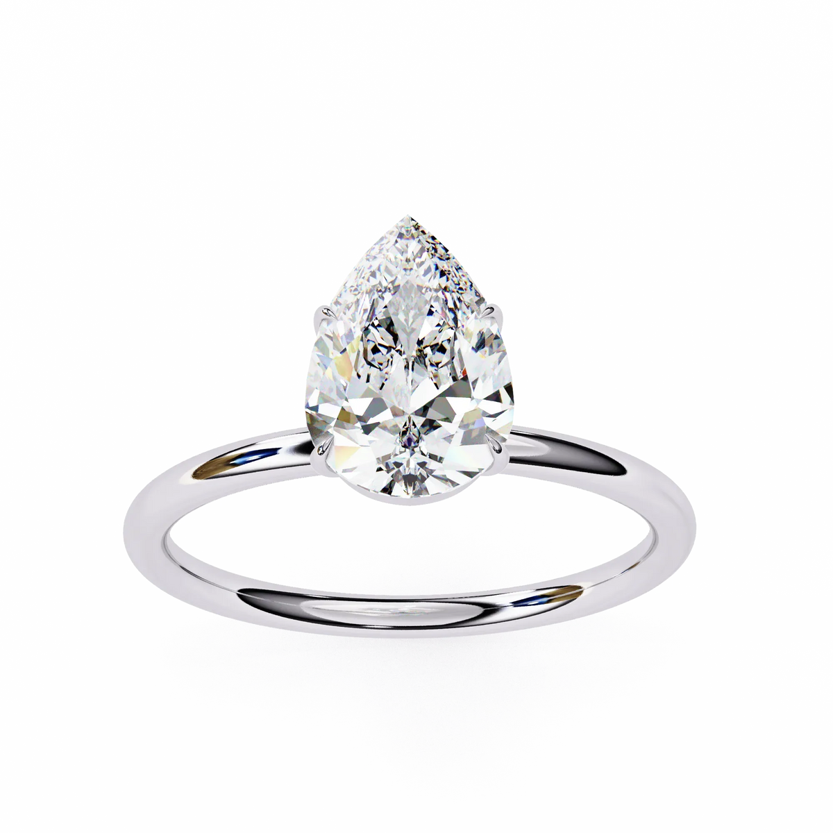 Pear Shape Lab Grown Diamond Solitaire Ring - Ophiratbf