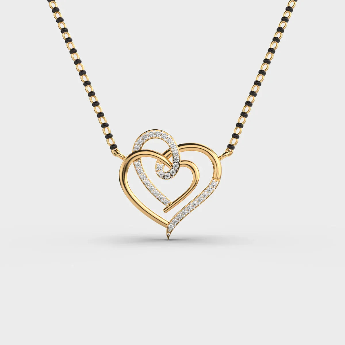 Connected Hearts Diamond Mangalsutra (With Chain) - Ophiratbf
