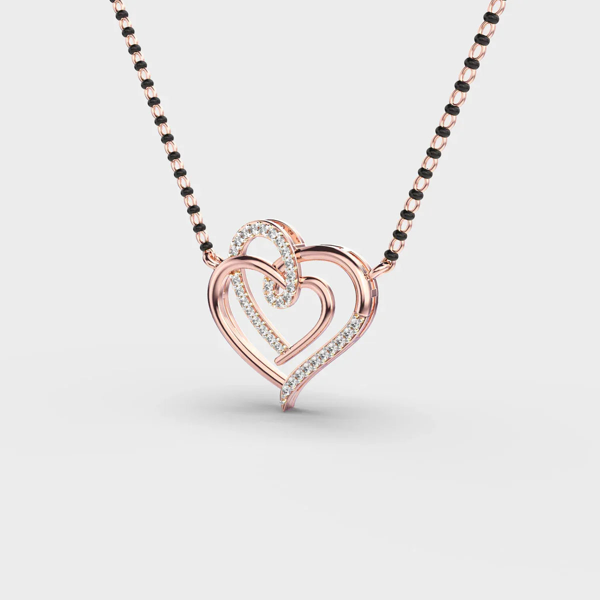 Connected Hearts Diamond Mangalsutra (With Chain) - Ophiratbf