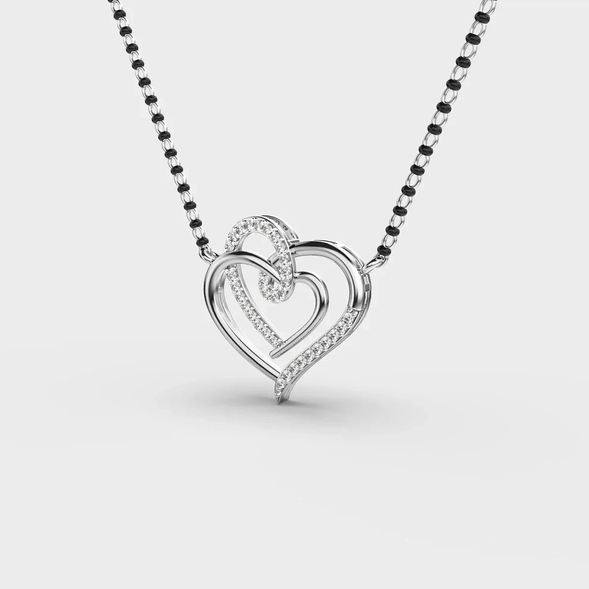 Connected Hearts Diamond Mangalsutra (With Chain) - Ophiratbf