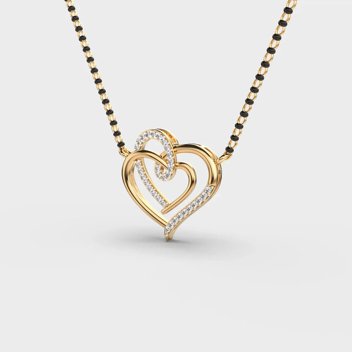 Connected Hearts Diamond Mangalsutra (With Chain) - Ophiratbf