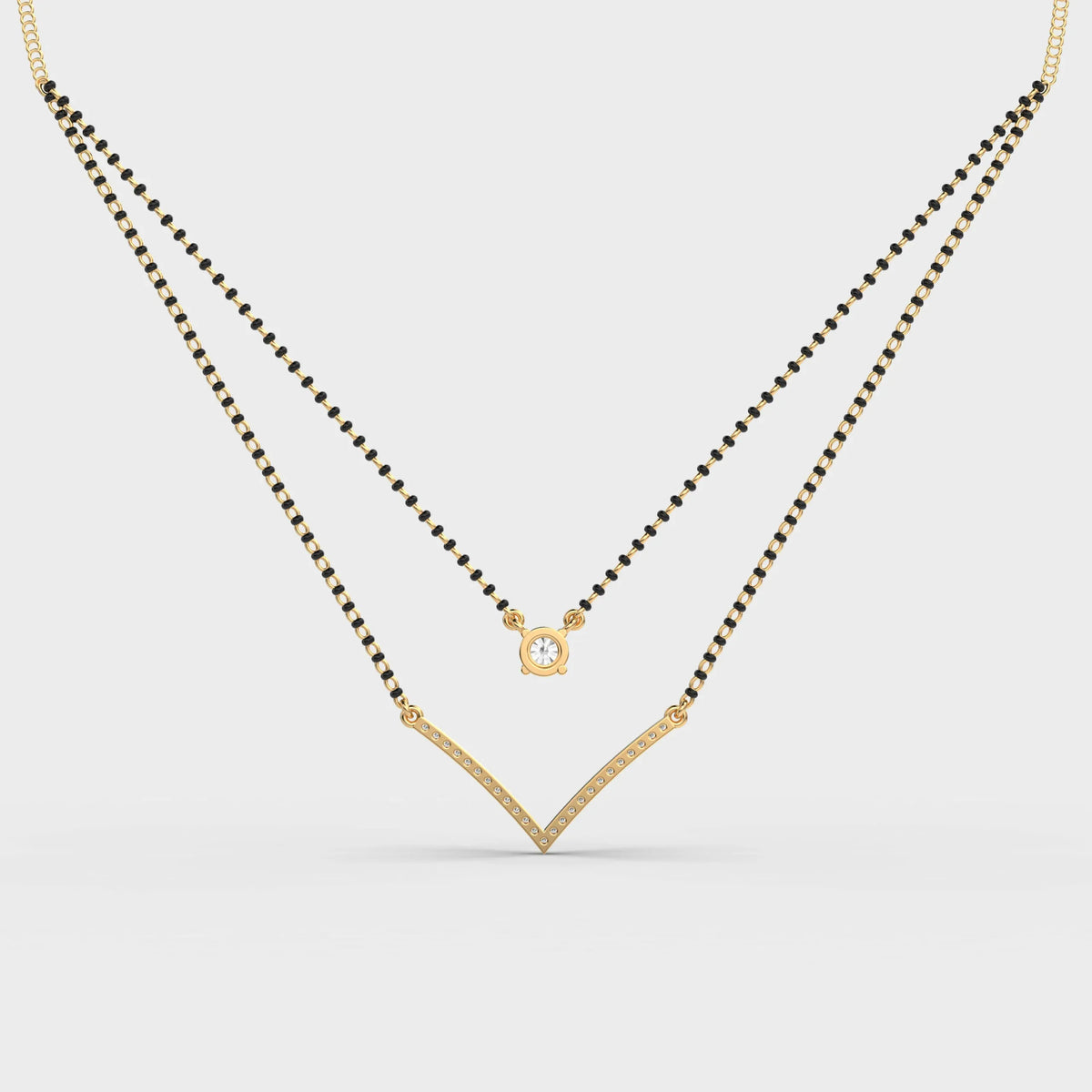 Elegant Double Chain Diamond Mangalsutra - Ophiratbf
