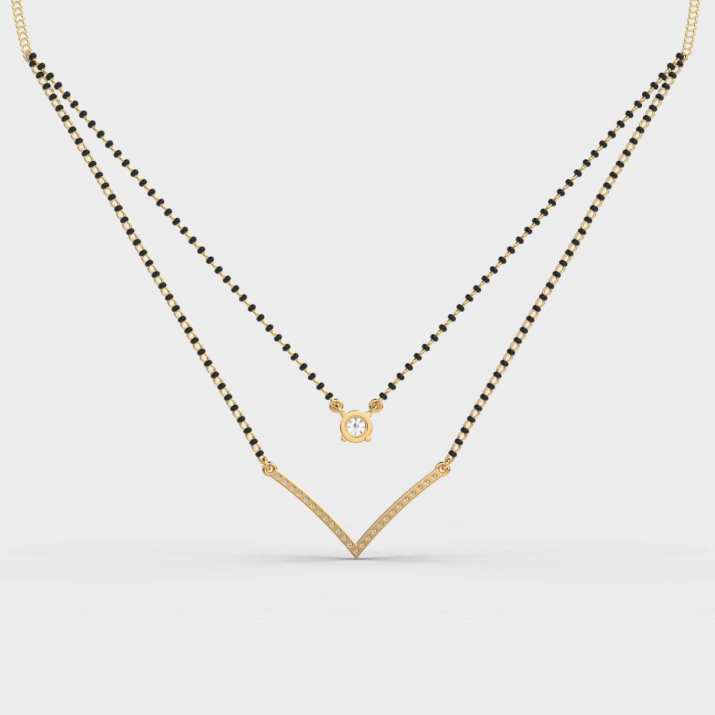 elegant double chain diamond mangalsutra