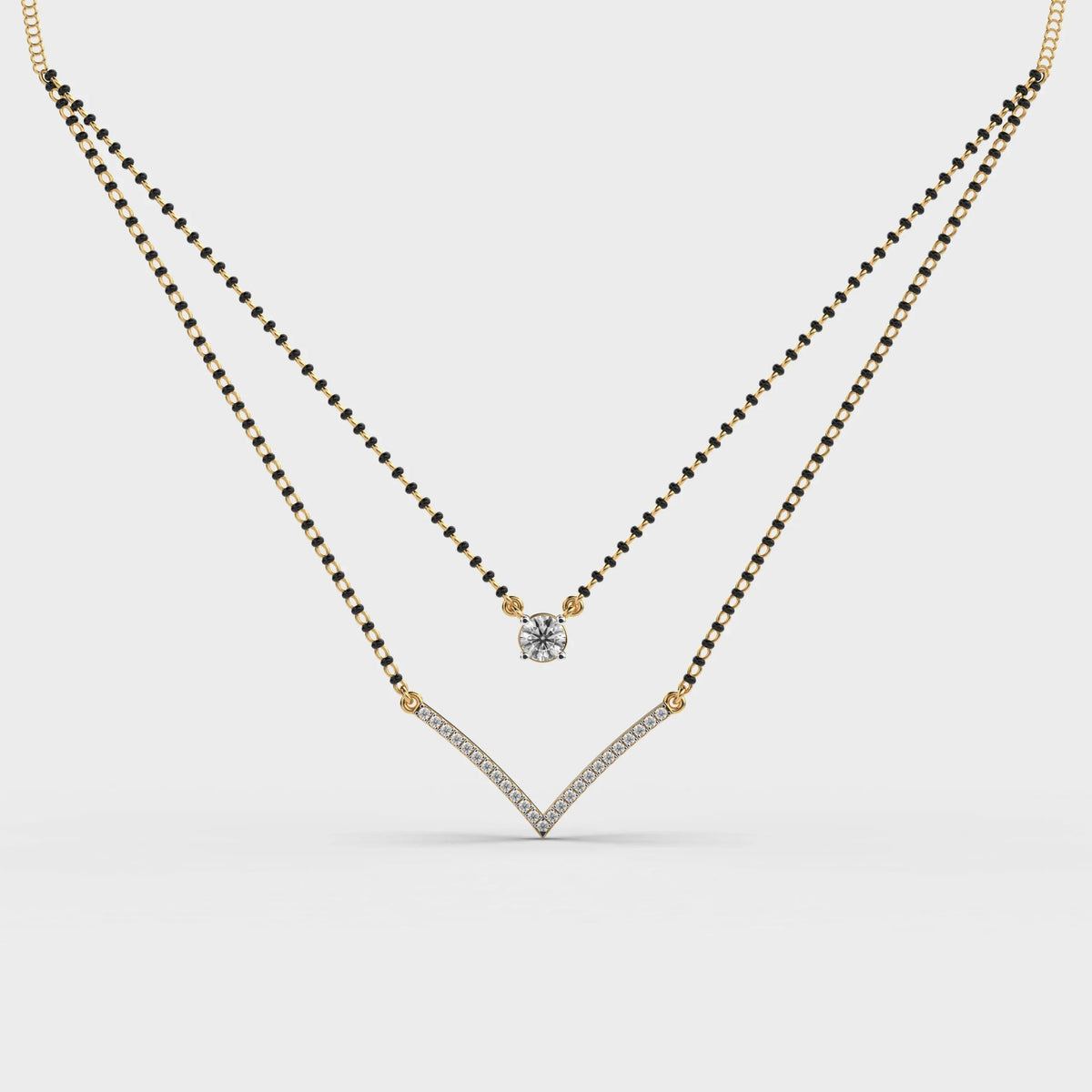 Elegant Double Chain Diamond Mangalsutra - Ophiratbf