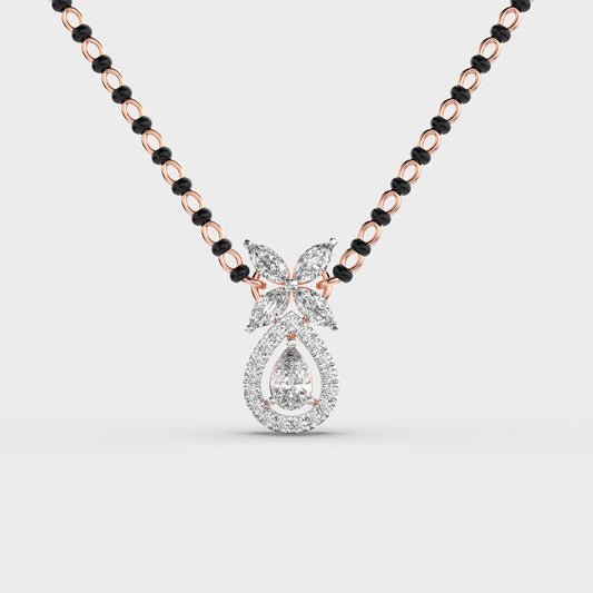 Dewpetal Drop Diamond Encrusted Mangalsutra (with chain)