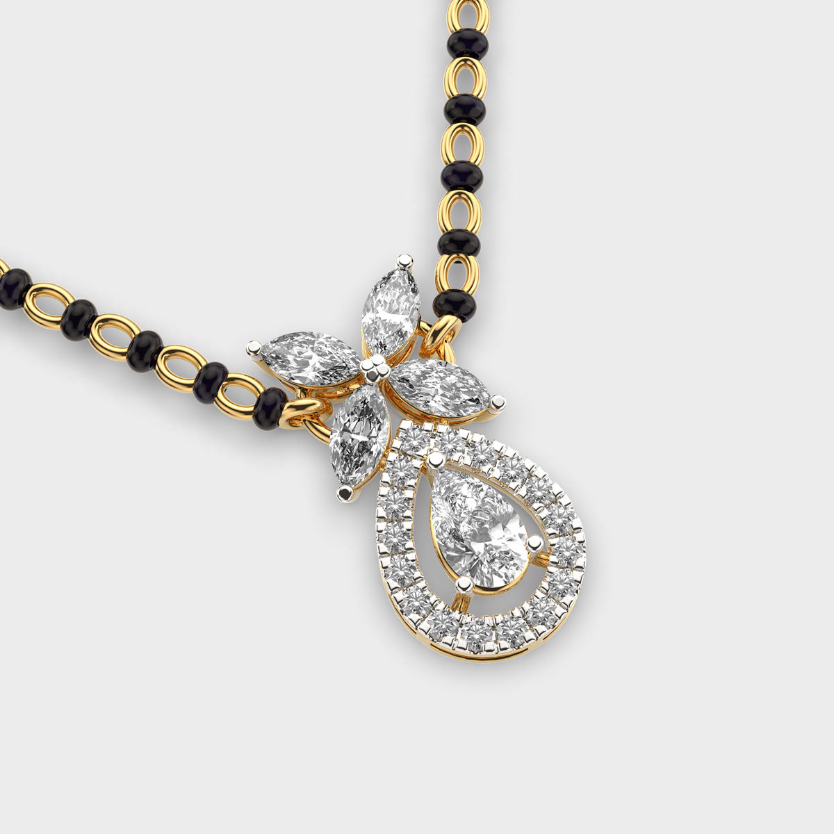 dewpetal drop diamond encrusted mangalsutra (with chain)