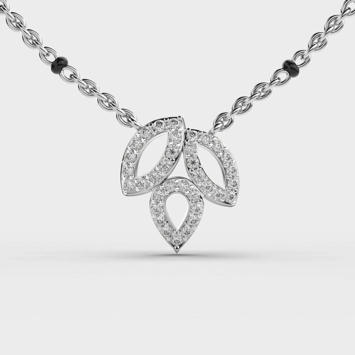 Trio Leaf Diamond Encrusted Pendant - Ophiratbf