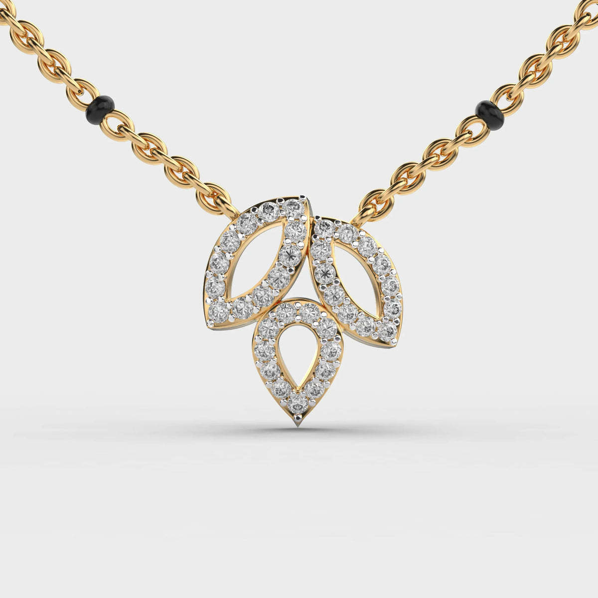 Trio Leaf Diamond Encrusted Pendant - Ophiratbf