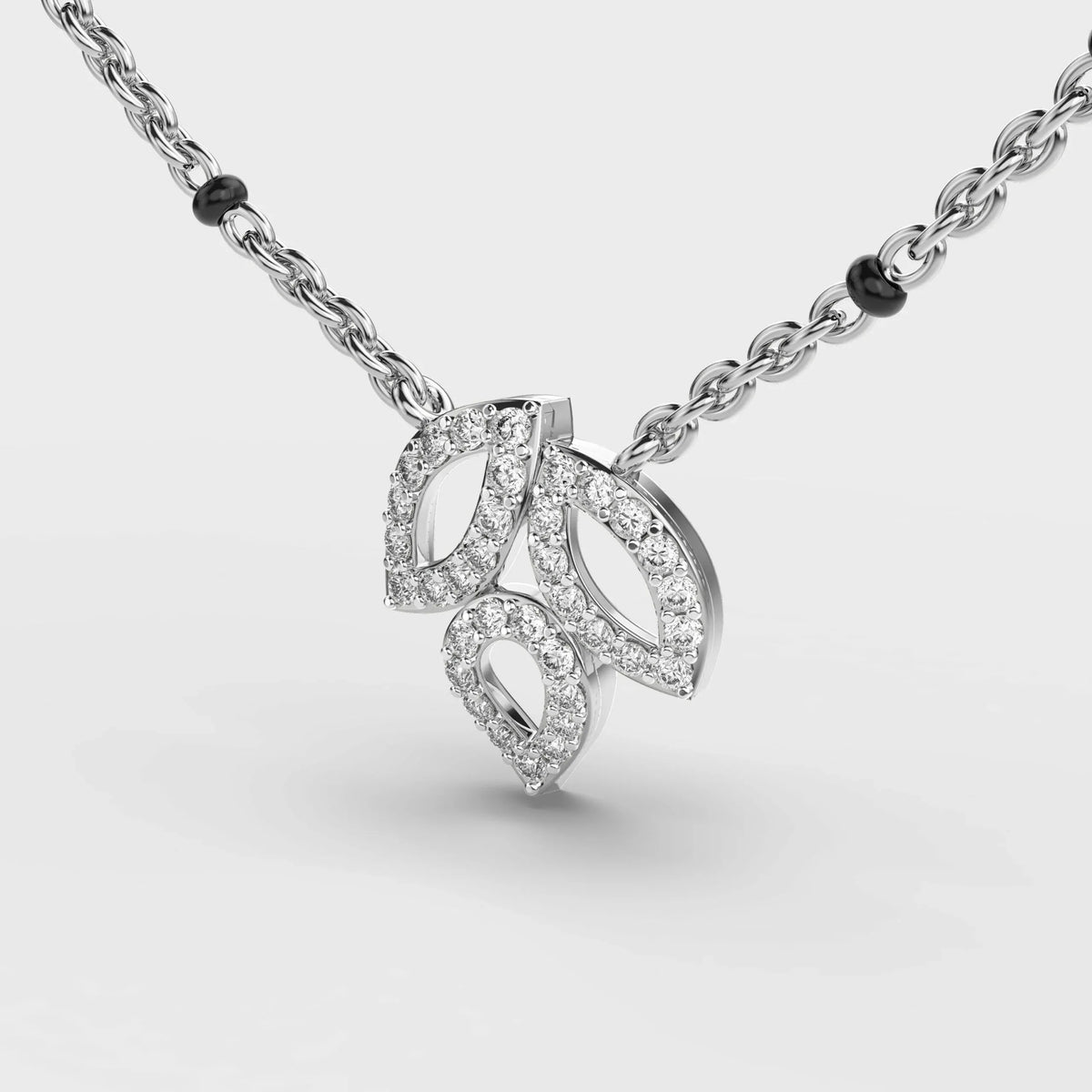 Trio Leaf Diamond Encrusted Pendant - Ophiratbf