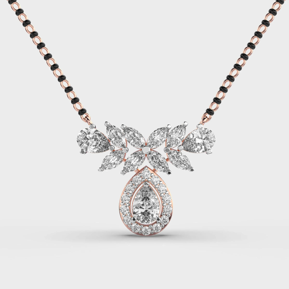 Verdelle Bloom Diamond Encrusted Mangalsutra (with chain) - Ophiratbf