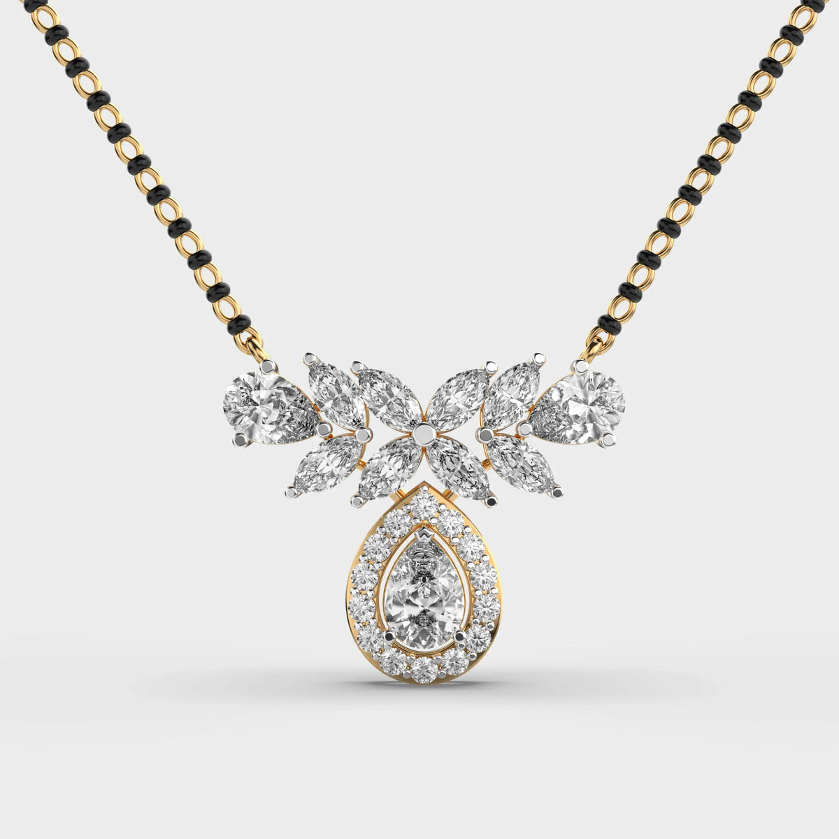 Verdelle Bloom Diamond Encrusted Mangalsutra (with chain) - Ophiratbf