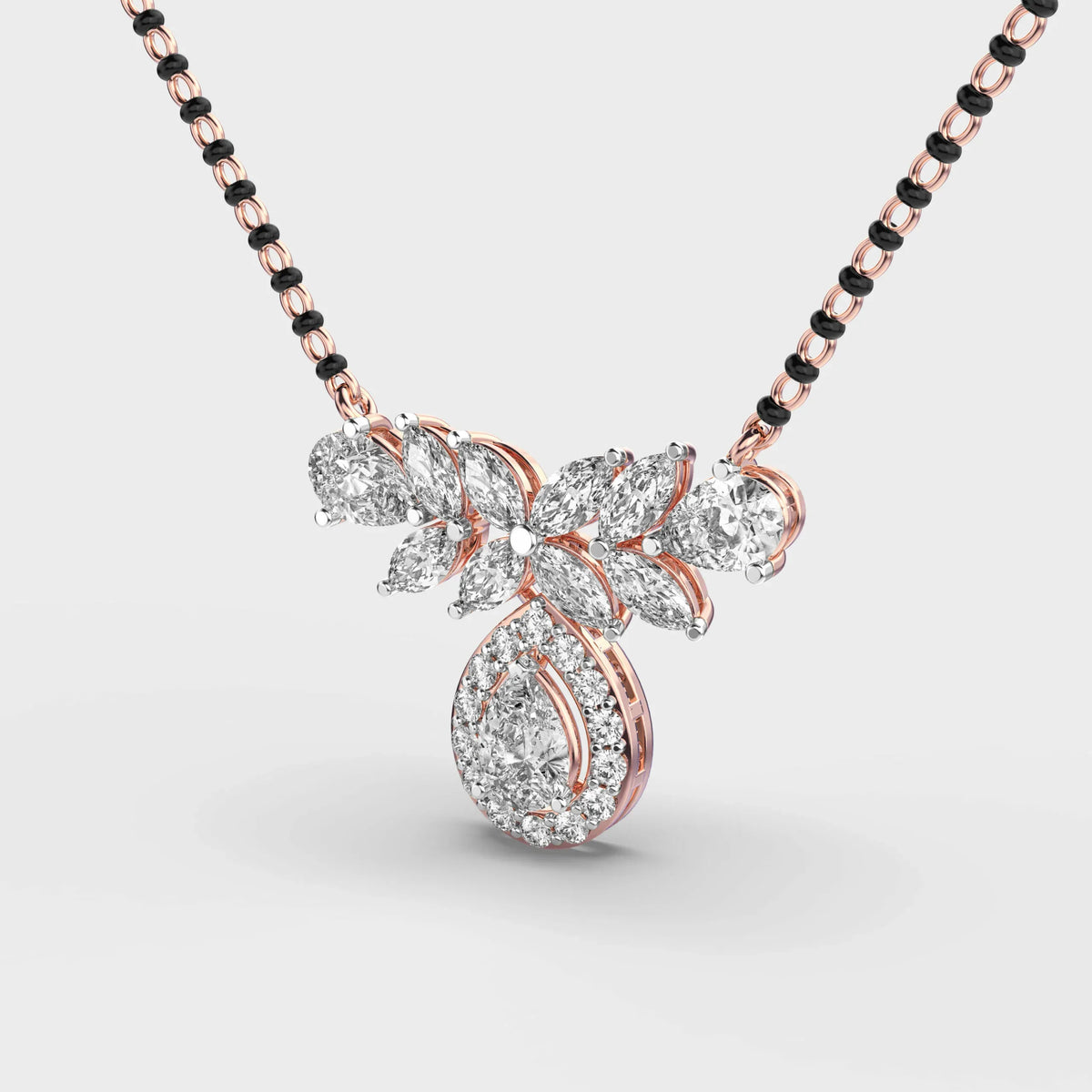 Verdelle Bloom Diamond Encrusted Mangalsutra (with chain) - Ophiratbf