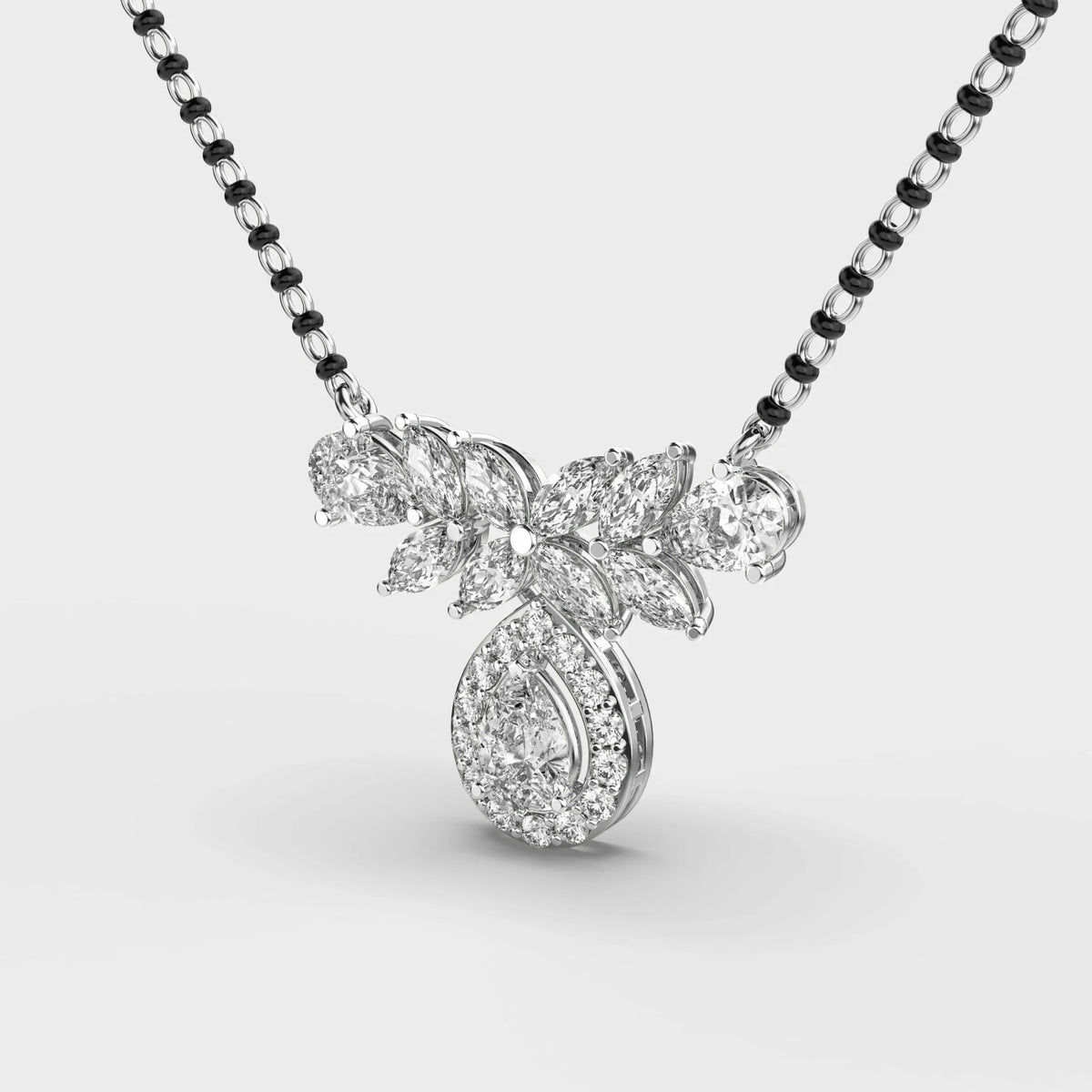 Verdelle Bloom Diamond Encrusted Mangalsutra (with chain) - Ophiratbf