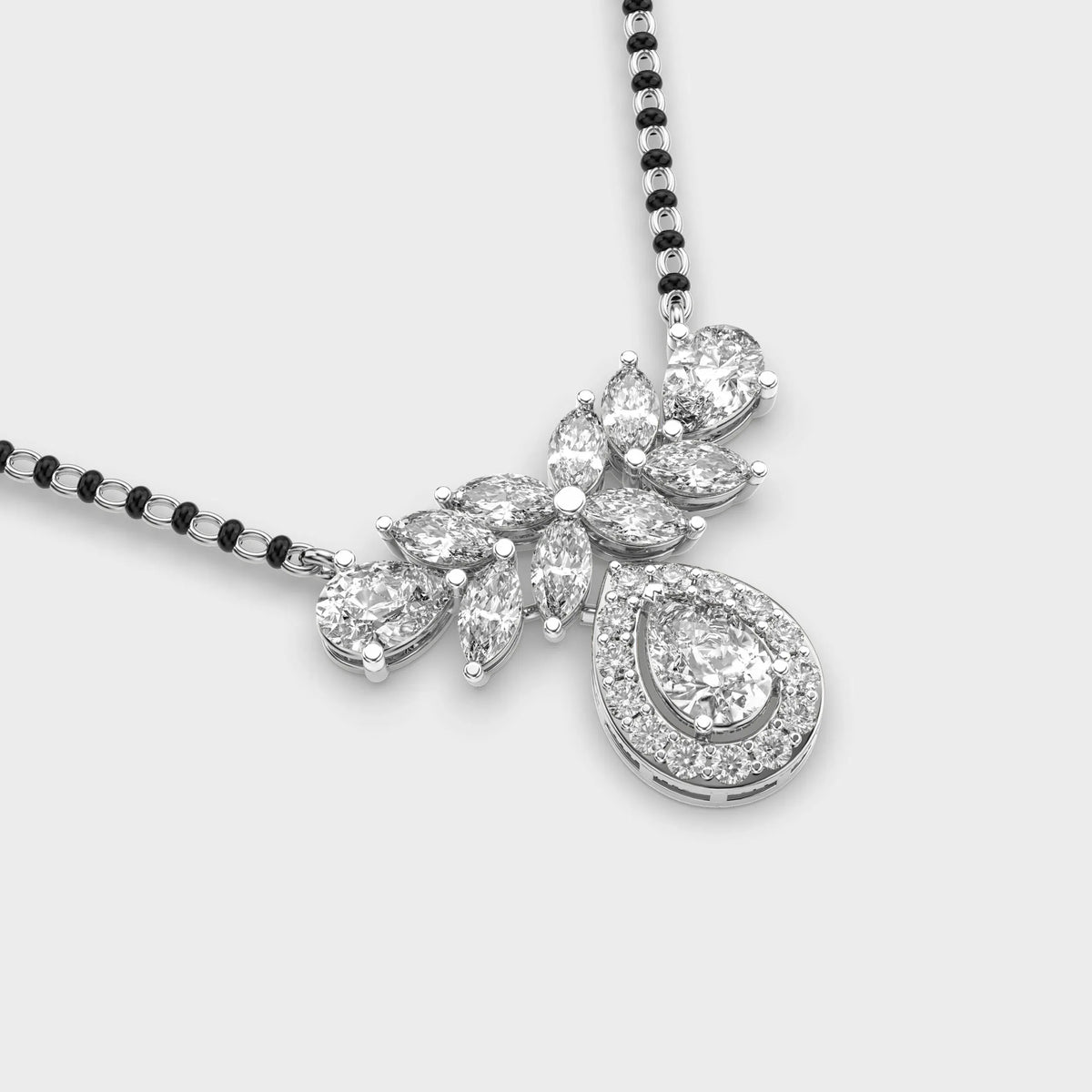 Verdelle Bloom Diamond Encrusted Mangalsutra (with chain) - Ophiratbf