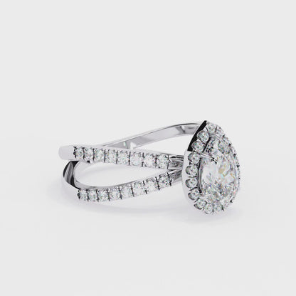 Elodie Lab Grown Diamond Pear Halo Embrace Ring