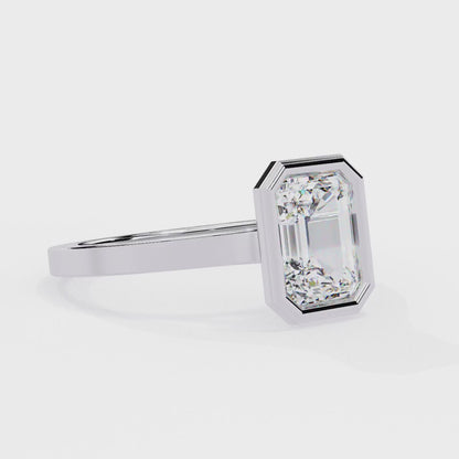 Emerald Bezel Lab Grown Diamond Ring