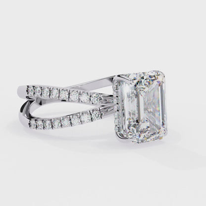 Elysia Lab Grown Diamond Emerald Crisscross Ring