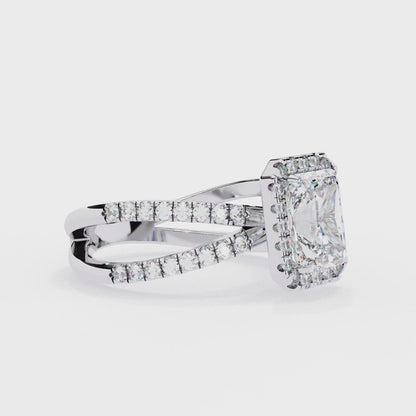 Elysia Lab Grown Diamond Emerald Infinity Halo Ring