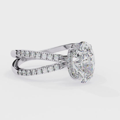 val Pavé Crisscross Lab Grown Diamond Ring