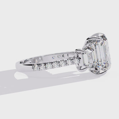 Sovereign Emerald Three-Stone Lab Grown Diamond Ring