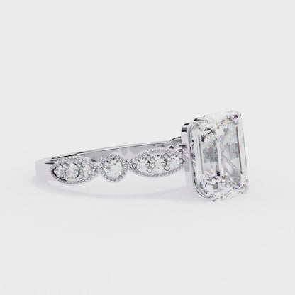 Odessa Lab Grown Diamond Emerald Vintage Ring