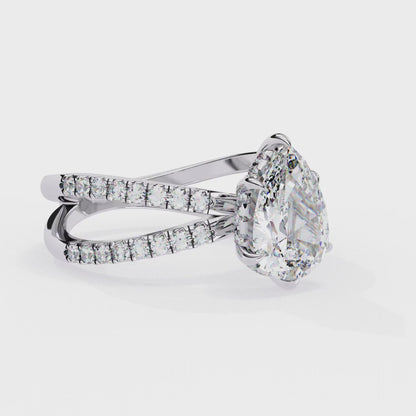 Pear  Crisscross Lab Grown Diamond Ring