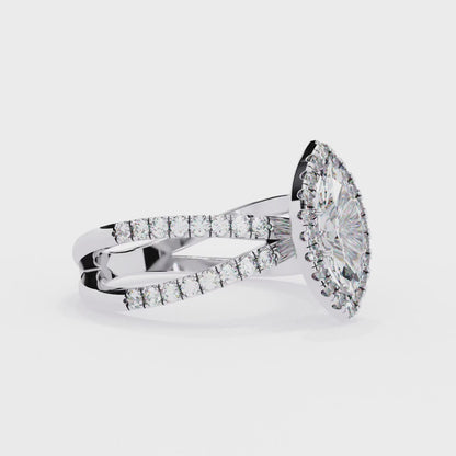 Mireille Lab Grown Diamond Marquise Halo Crisscross Ring