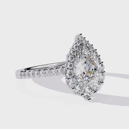 Halo Enchant Pear Lab Grown Diamond Ring