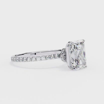 Solene Lab Grown Diamond Radiant Pavé Solitaire Halo Ring