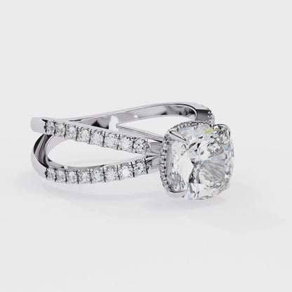Cushion Cut Crisscross Lab Grown Diamond Ring
