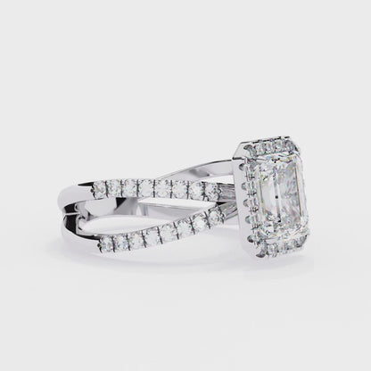 Radiant Halo Crisscross Lab Grown Diamond Ring