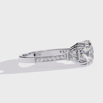 Lustre Cushion Baguette Lab Grown Diamond Ring